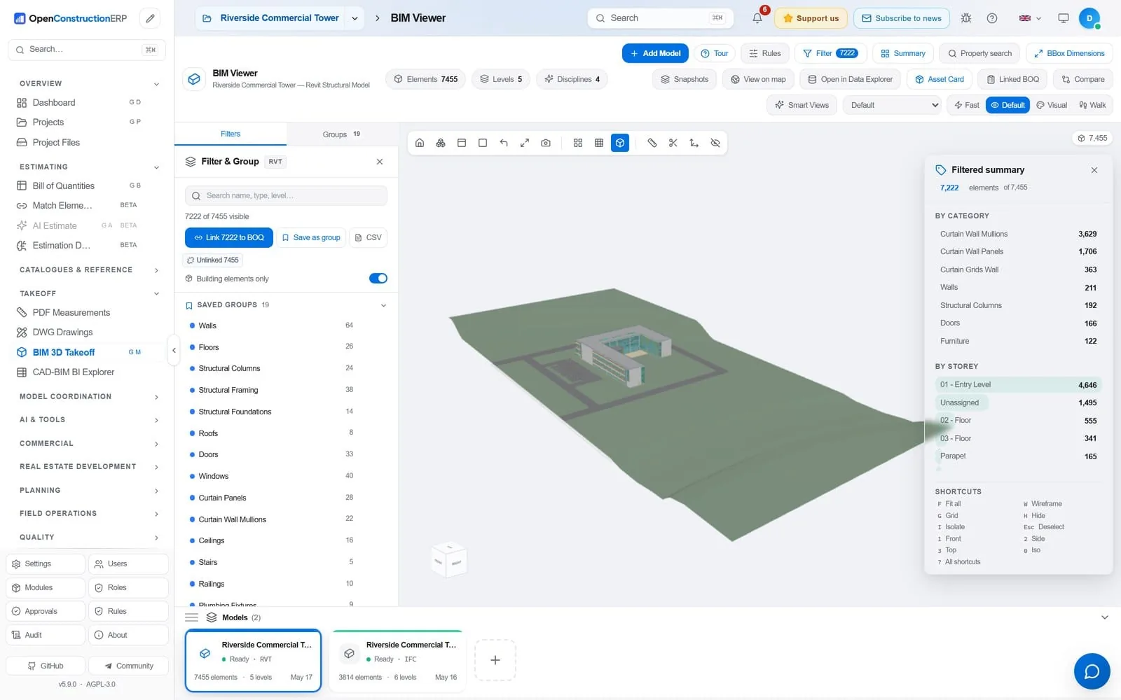OpenConstructionERP: 3D BIM viewer
