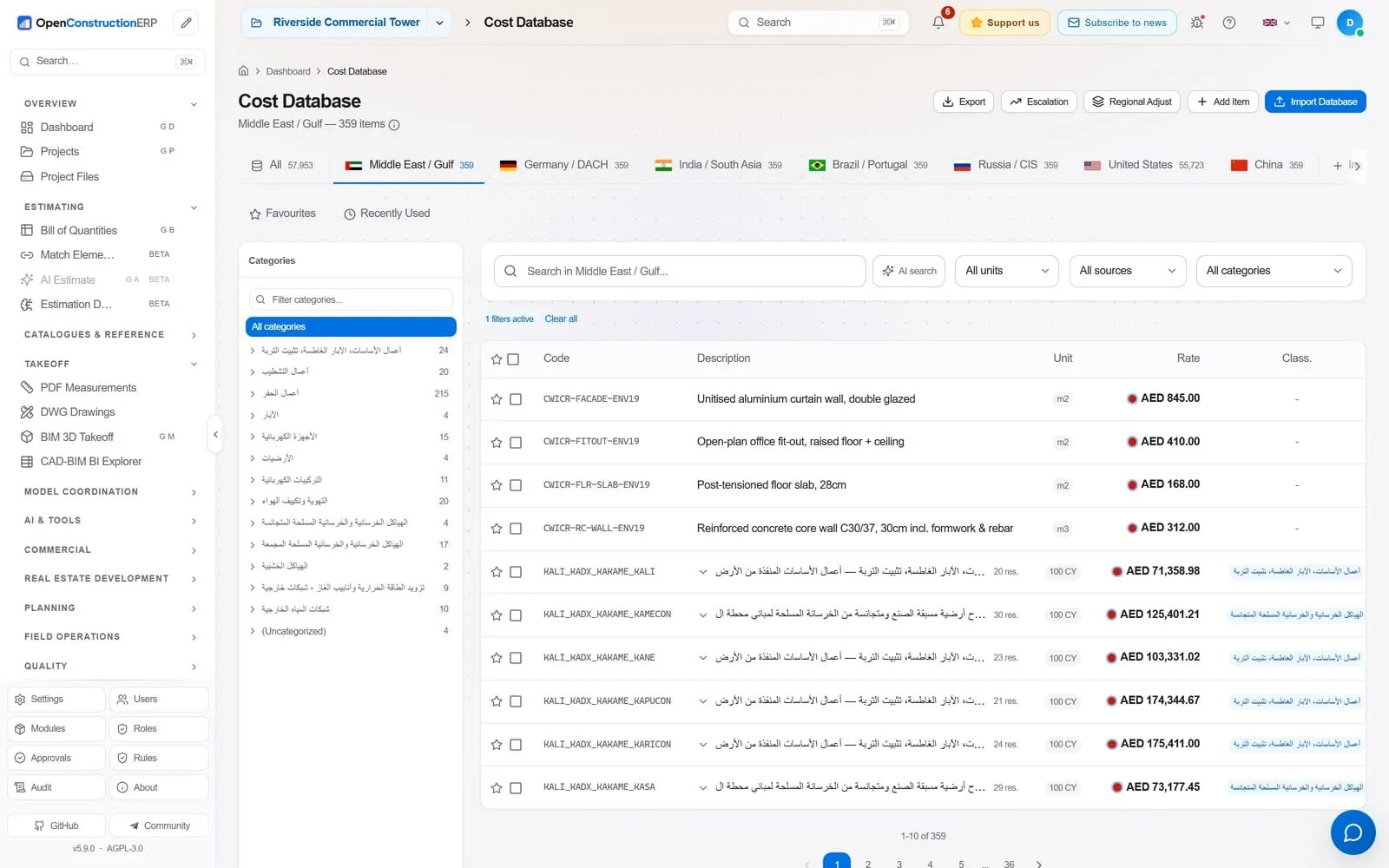 OpenConstructionERP: Cost database