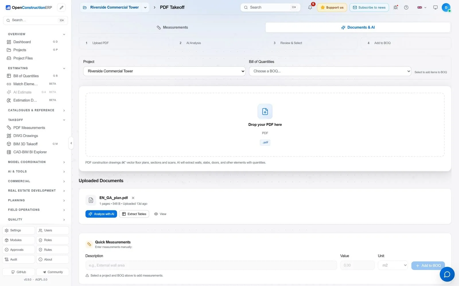 OpenConstructionERP: PDF takeoff
